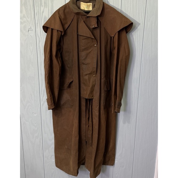 DRIZA-BONE Australian Brown Oilskin &‎ Cotton Deluxe Riding Coat-Size 8 Cowboy - Picture 2 of 12